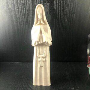 Ceramic Hooded Monk Figurine With cross-detailing